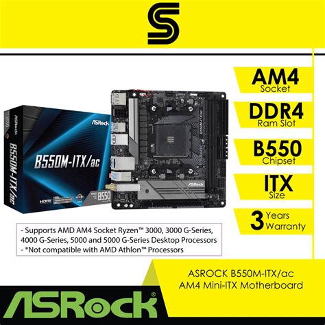 ASROCK B550M-ITX/ac AM4 Mini-ITX Motherboard Bundle with AMD Processor | Shopee Malaysia