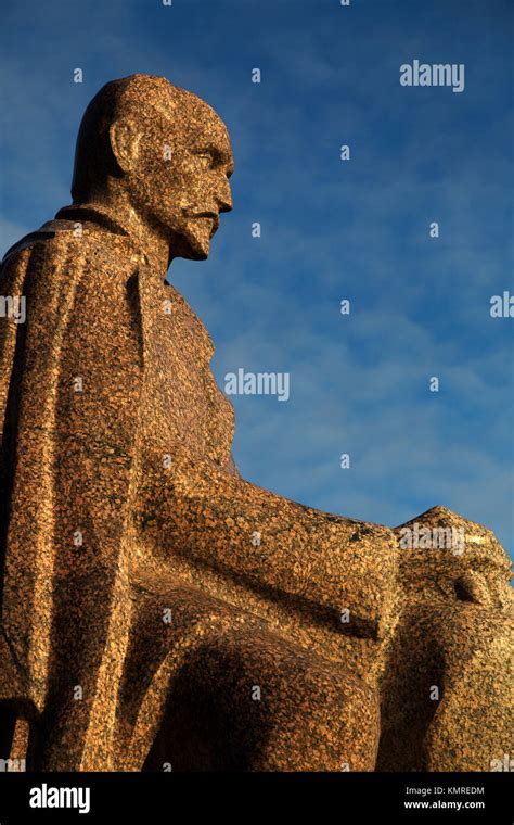 Rainis monument in Riga, Latvia. Rainis was the pseudonym of Jānis ...