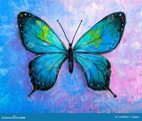 Abstract Painting Blue Butterfly. Stock Image - Image of color ...