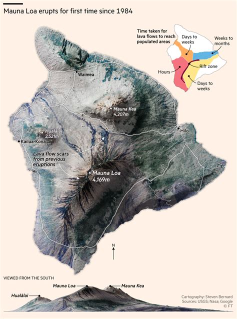 3d rendered map of Mauna Loa showing lava flow... - Maps on the Web