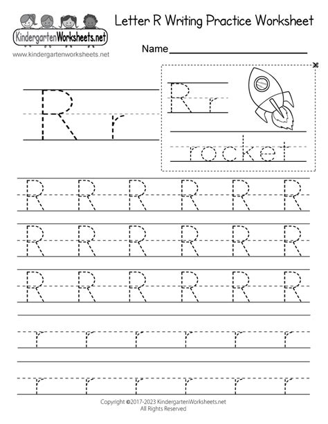 Free Printable Letter R Writing Practice Worksheet