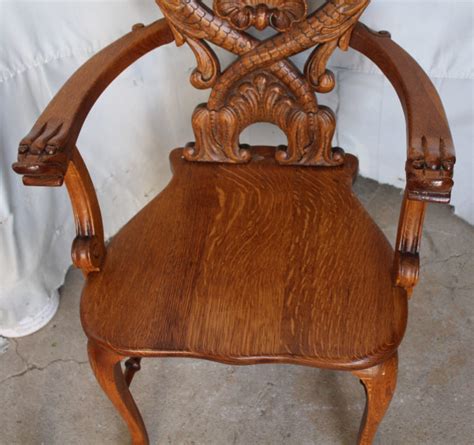 Bargain John's Antiques | Antique Victorian Pair of Oak Dolphin carved back Chairs - Bargain ...