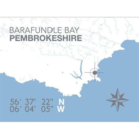 Barafundle Bay Map Seaside Print - Coastal Wall Art /Poster by – SeaKisses