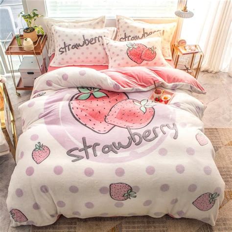 Cute Strawberry Bedding Set PN2805 | Bedding set, Bed sheets, Small ...