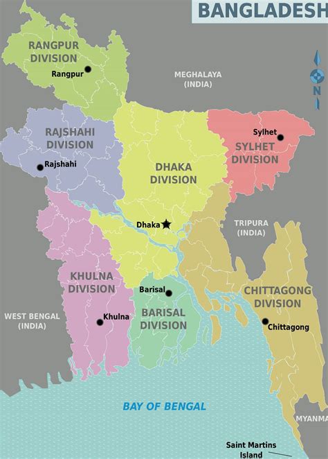 Large detailed administrative divisions map of Bangladesh | Bangladesh ...