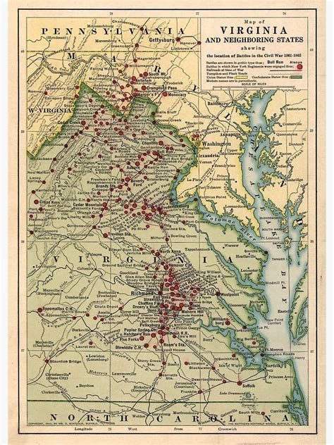 "Vintage Virginia Civil War Battlefield Map (1912)" Poster for Sale by ...