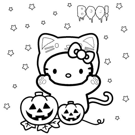 hello kitty halloween coloring pages with pumpkins