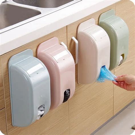 Wall Mount Container Holder Garbage Bag Dispenser Recycle Bag Storage Box Plastic Kitchen ...