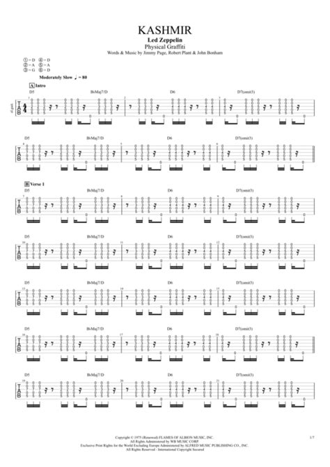 Kashmir by Led Zeppelin - Full Score Guitar Pro Tab | mySongBook.com