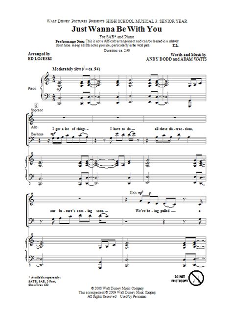 Just Wanna Be With You (from High School Musical 3) | Sheet Music Direct