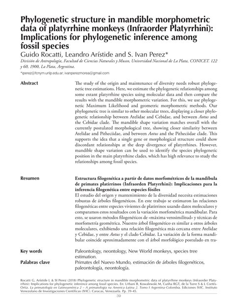 (PDF) Phylogentic structure in mandible morphometric data of platyrrhine monkeys (Infraorder ...