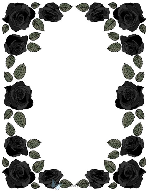 Printable Black Rose Page Border