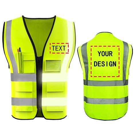 Buy YOWESHOP High Visibility Safety Vest Custom Your Logo Protective ...