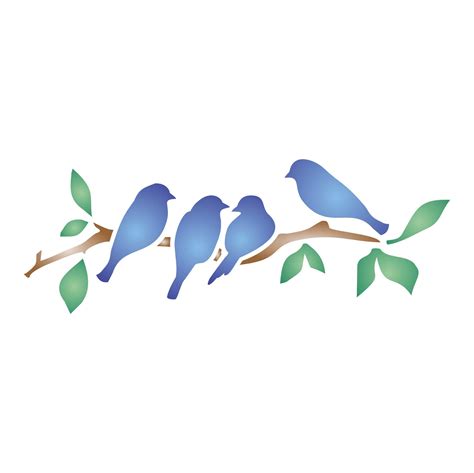 Buy Stencils for Walls: Roosting Birds Stencil, 5.5 x 2 inch (S) - Bird Branch Silhouette Border ...