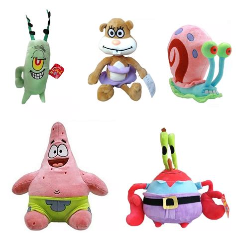 Patrick Star Sandy Cheeks Mr Krabs Gary Snail & Plankton 5 Plush 12 ...