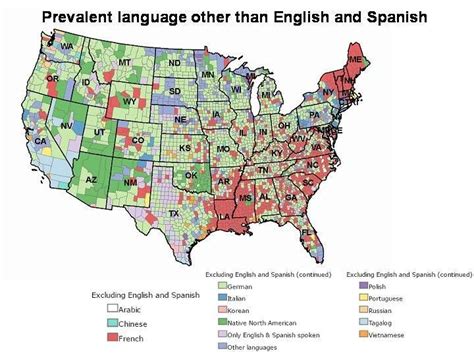 Most Prevalent Language in US Counties excluding English and Spanish [720 x 540] | Map, Language ...