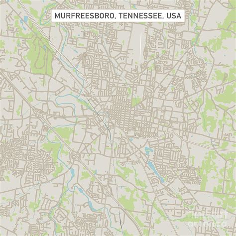 Murfreesboro Tennessee US City Street Map Digital Art by Frank Ramspott ...