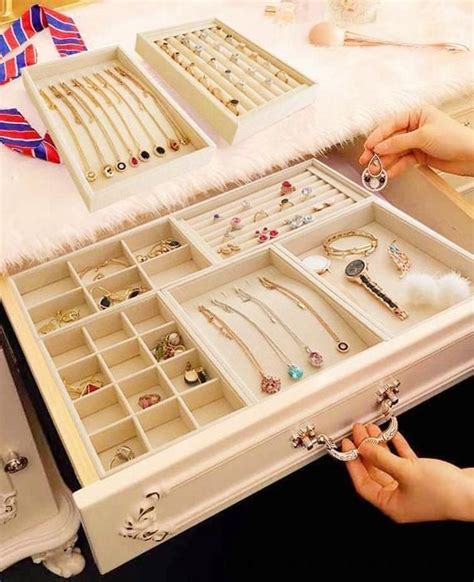 Jewelry Drawer Inserts Small Size Organizer Beige Tray Dividers Velvet ...