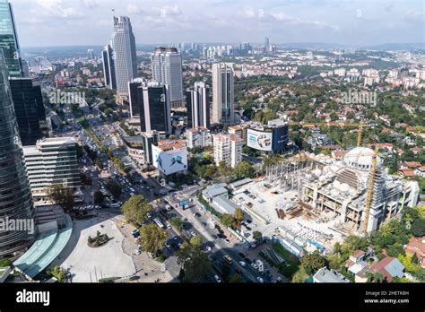 Istanbul, Turkey - December 2021: Levent Mosque under construction in Levent financial district ...