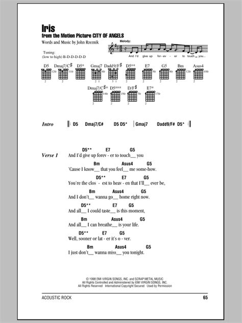 Iris by Goo Goo Dolls Sheet Music for Guitar Chords/Lyrics at Sheet ...