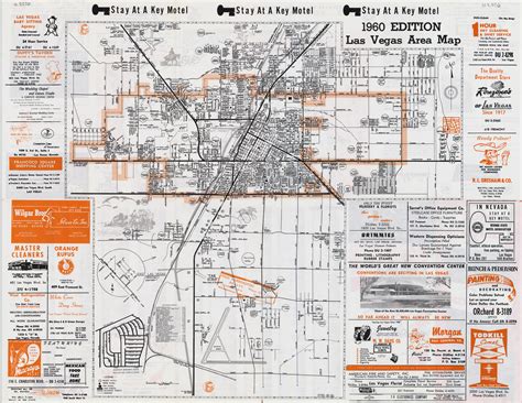 Large detailed vintage Las Vegas city area map - 1960 | Las Vegas ...