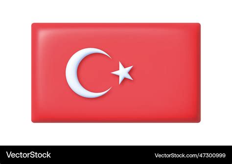 Red turkey 3d flag on transparent background Vector Image