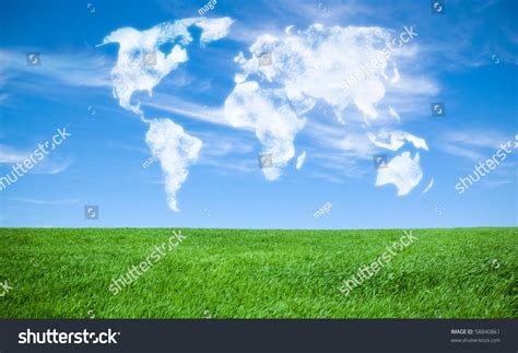 World Map Shaped By Clouds Stock Photo 58840861 : Shutterstock