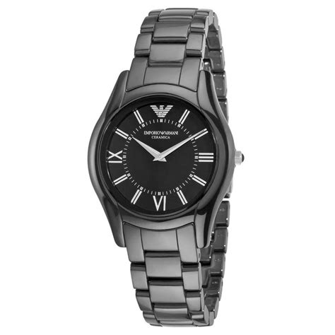 Emporio Armani Women`s AR1441 Ceramic Slim Black Dial Watch 3316 ...