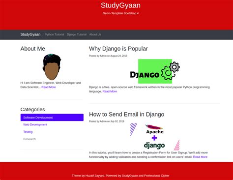 Django Bootstrap 4 - Integrate Template Example - Django Tutorial