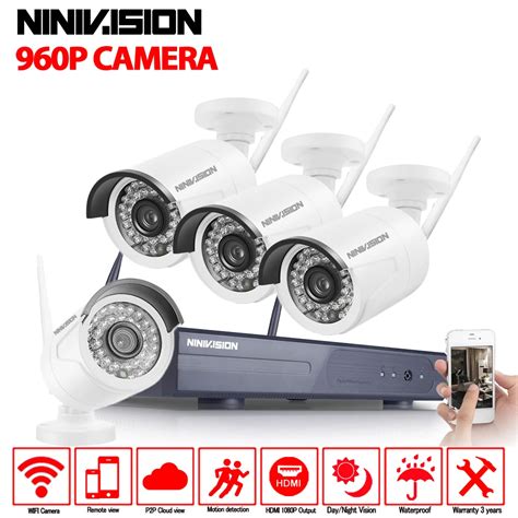 Home Security Camera CCTV System Wireless DVR 4CH IP CCTV Kit HD 960P ...