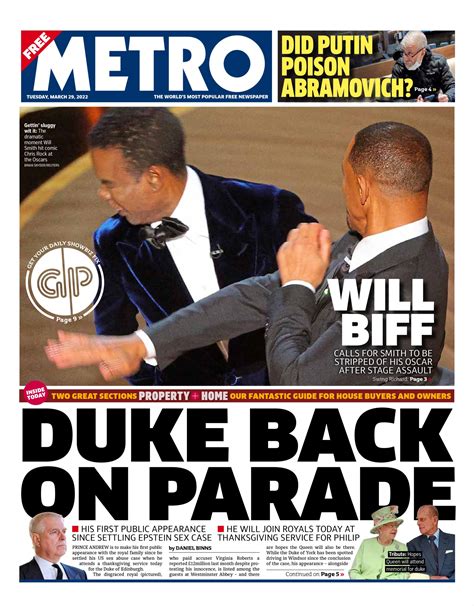 Metro Newspaper UK on Twitter: "Tuesday's front page: DUKE BACK ON ...