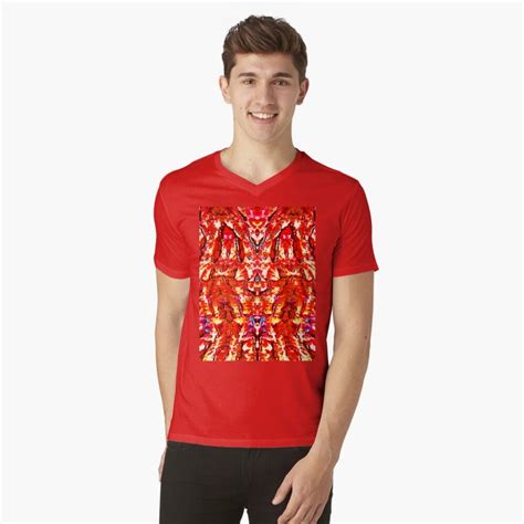 Red Faced Abstract V-Neck T-Shirt by Latorih10 in 2021 | V neck t shirt ...