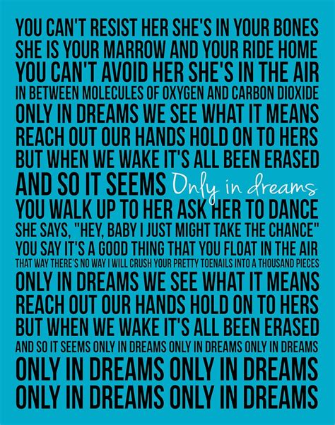 weezer only in dreams lyrics print | Song lyric posters, Lyrics, Weezer