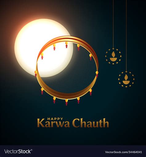 Happy karwa chauth abstract with sieve moon Vector Image