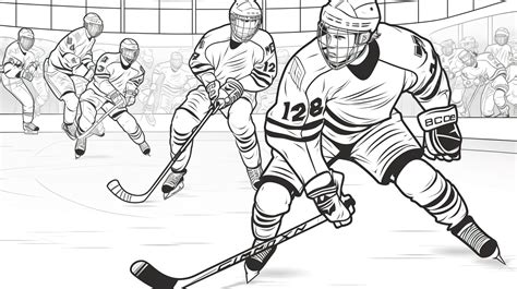 Hockey Coloring Pages With Players On The Ice Background, Hockey ...