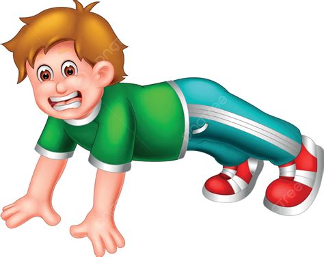 Funny Boy Doing Push Up Cartoon Gym Fun Funny Cartoon Vector, Gym, Fun, Funny Cartoon PNG and ...