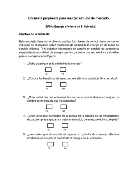 Encuesta Propuesta para Realizar Estudio de Mercado | PDF