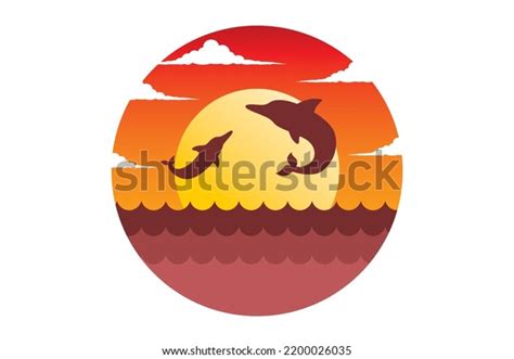 Dolphins Sunset Dolphin Silhouette Jumping On Stock Vector (Royalty Free) 2200026035 | Shutterstock