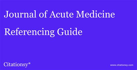 Journal of Acute Medicine Referencing Guide · Journal of Acute Medicine ...