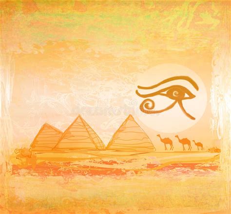 Egypt symbols and Pyramids stock illustration. Illustration of desert - 29437289