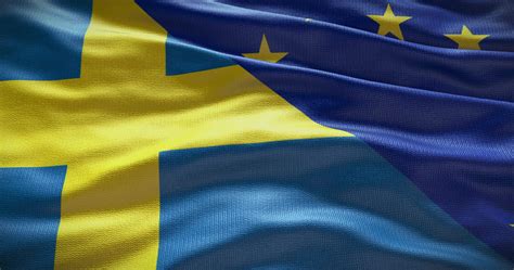 Sweden and European Union flag background. Relationship between country ...