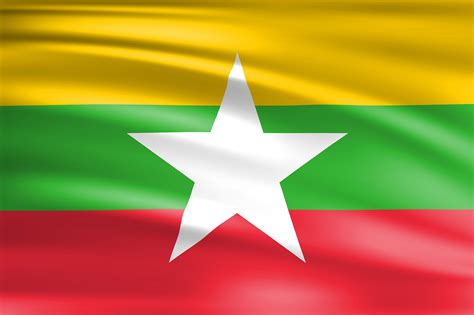 Myanmar Flagge : Myanmar-flagge gekräuselt schön winken makro ...