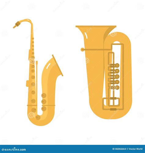 Trombone Tuba Trumpet Classical Sound Vector Illustration. | CartoonDealer.com #85881182