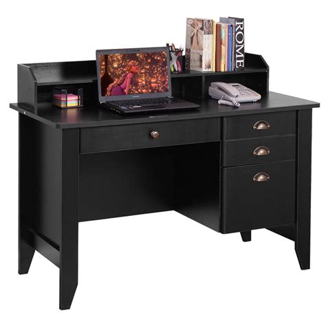 Topbuy Wooden Computer Writing Desk Office Study Table with Drawers ...