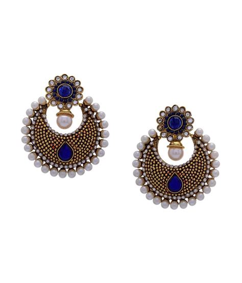 Hyderabad Jewel Ethnic Blue Pearls Hanging Earrings - Buy Hyderabad ...