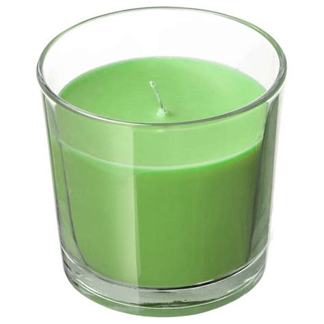 SINNLIG Scented candle in glass - Apple and pear, green - IKEA