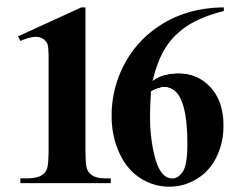 "Number 16 in Black Times New Roman Serif Font Typeface" Stickers by ...