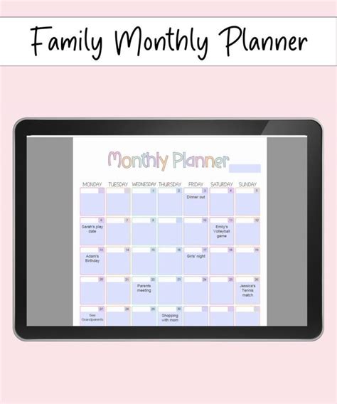 Monthly Family Planner Printable Family Calendar Editable Family ...