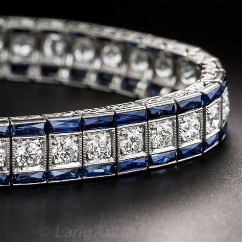 Art Deco Platinum Diamond and Sapphire Bracelet