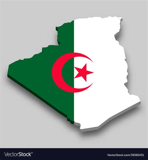 3d isometric map algeria with national flag Vector Image